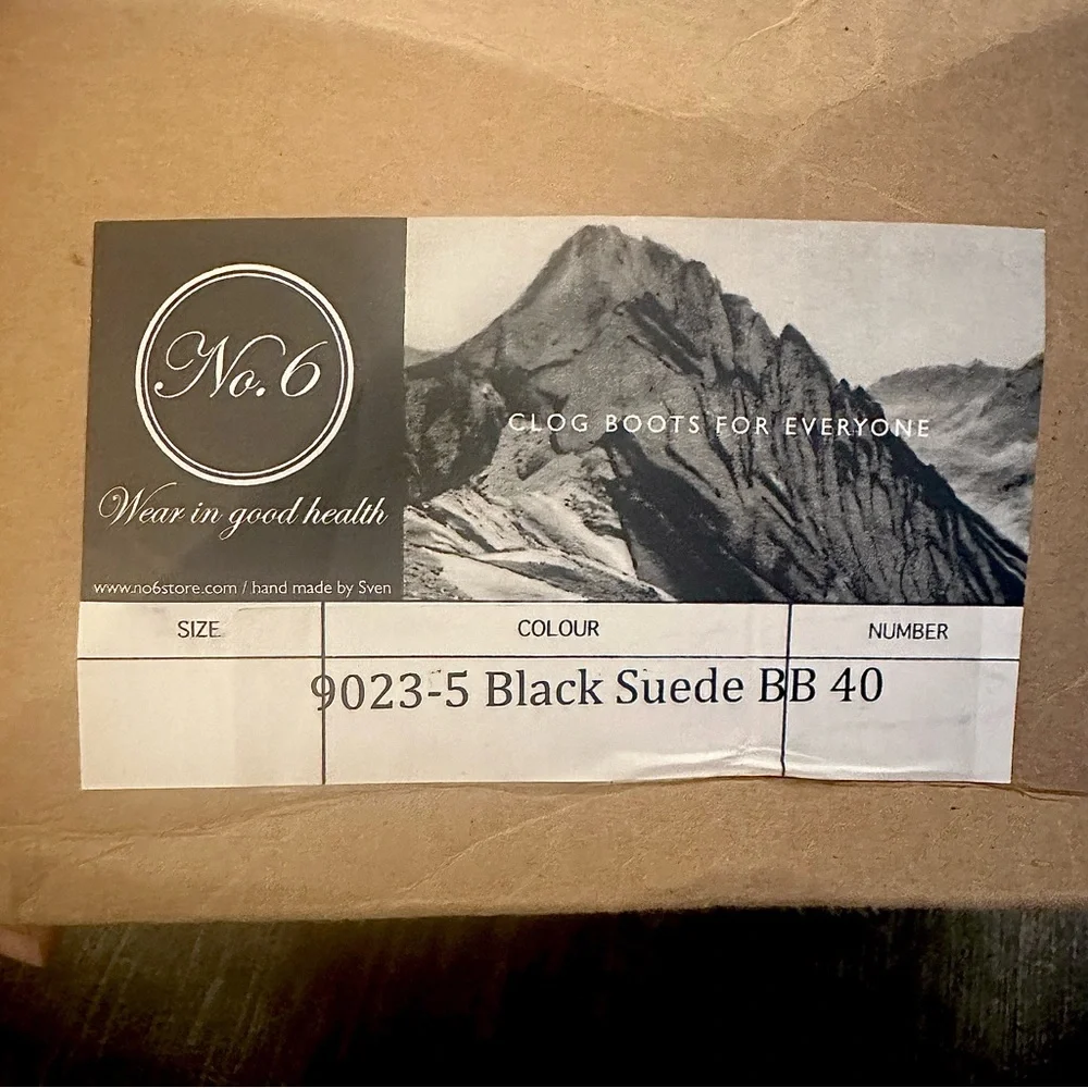 No.6 Pull on Shearling Clog Boot on mid heel in all Black leather and suede - Picture 10 of 12